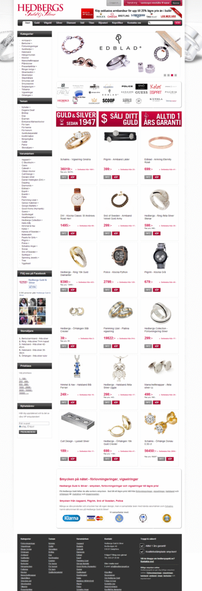 Hedbergs Guld onlinebutik
