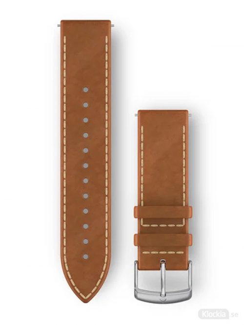 Garmin Armband 20mm med snäppspänne, Tan Italian Leather with Silver Hardware
