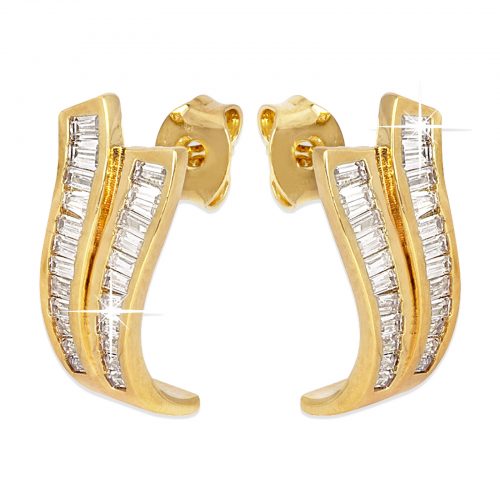 18k Guldpläterade örhängen med baguettformade Kubisk Zirkonia