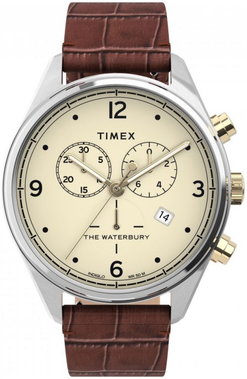 Timex The Waterbury Herrklocka TW2U04500 Beige/Läder Ø42 mm
